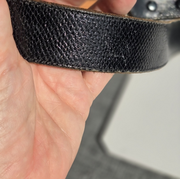 Sterling Silver & Snake Belt Size 38 Karung Herb Ltd Vtg Black Western Made USA - Picture 16 of 16